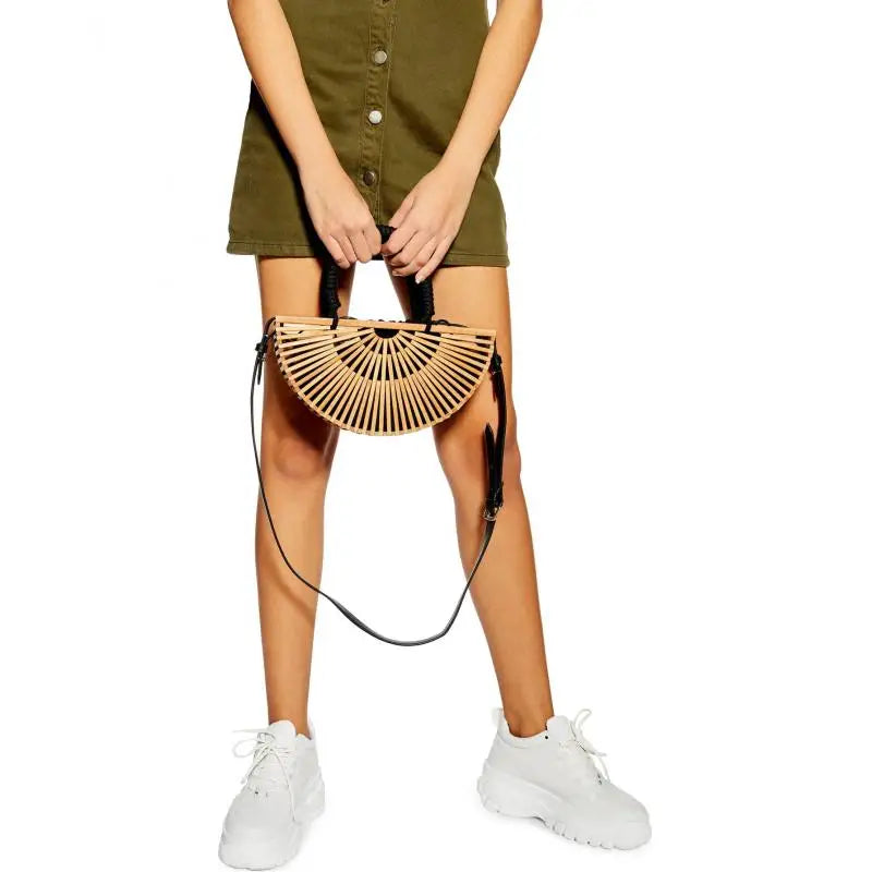 Beach bag environmental bag Creative antique style fashion bamboo woven bag one shoulder shoulder bag outdoor wicker woven bag